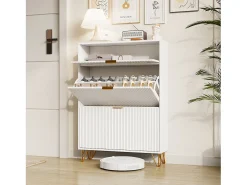 Móvel De Arrumação|Sapateira* Sapateira estreita com 3 compartimentos grandes, prateleira ajustável para sapatos, 80 x 24 x 118,5 cm, branca Branco