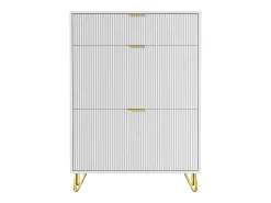 Móvel De Arrumação|Sapateira* Sapateira estreita com 3 compartimentos grandes, prateleira ajustável para sapatos, 80 x 24 x 118,5 cm, branca Branco