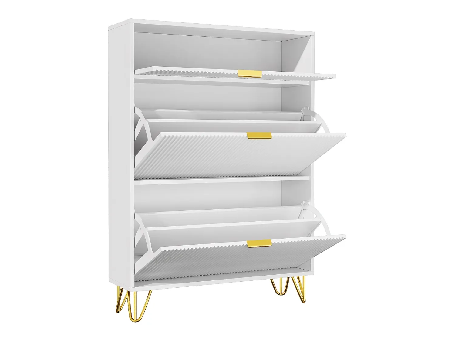 Móvel De Arrumação|Sapateira* Sapateira estreita com 3 compartimentos grandes, prateleira ajustável para sapatos, 80 x 24 x 118,5 cm, branca Branco