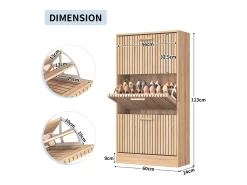 Móvel De Arrumação|Sapateira* Sapateira estreita com portas de correr, 113 x 60 x 24 cm, Sapateira estreita, madeira Natural claro