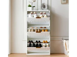 Móvel De Arrumação|Sapateira|Merax Sapateira estreita de 3 portas - 60 x 24 x 114 cm - para hall de entrada/sala de estar - MDF - branca Branco