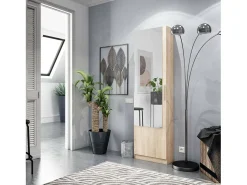 Best Dmora Sapateira Eugene, Sapateira alta com 1 porta, Sapateira moderna, Armário de entrada com espelho, 50x22h180 cm, Carvalho Castanho