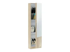 Best Dmora Sapateira Eugene, Sapateira alta com 1 porta, Sapateira moderna, Armário de entrada com espelho, 50x22h180 cm, Carvalho Castanho