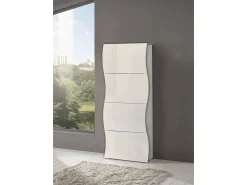 Móvel De Arrumação|Sapateira|Dmora Sapateira Francesco, Armário multiuso com 4 portas, Sapateira de entrada, 100% Fabricado na Itália, 71x27h162 cm, brilhante Branco