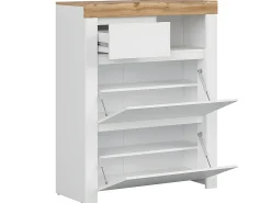 Petits-Meubles Sapateira Hella branco e madeira 115cm^ Móvel De Arrumação|Sapateira