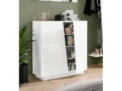 Online Dmora Sapateira Joel, Armário multiuso com 2 portas, Sapateira de entrada, 100% Fabricado na Itália, 80x38h86 cm, brilhante Branco