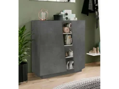 Móvel De Arrumação|Sapateira|Dmora Sapateira Joel, Armário multiuso com 2 portas, Sapateira de entrada, 100% Fabricado na Itália, 80x38h86 cm, Ardósia Cinzento