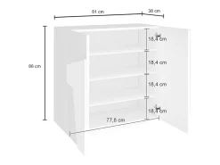 Móvel De Arrumação|Sapateira*Dmora Sapateira Joel, Armário multiuso com 2 portas, Sapateira de entrada, 100% Fabricado na Itália, 81x38h86 cm, brilhante com detalhe Branco