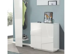 Móvel De Arrumação|Sapateira*Dmora Sapateira Joel, Armário multiuso com 2 portas, Sapateira de entrada, 100% Fabricado na Itália, 81x38h86 cm, brilhante com detalhe Branco