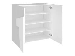 Móvel De Arrumação|Sapateira*Dmora Sapateira Joel, Armário multiuso com 2 portas, Sapateira de entrada, 100% Fabricado na Itália, 81x38h86 cm, brilhante com detalhe Branco