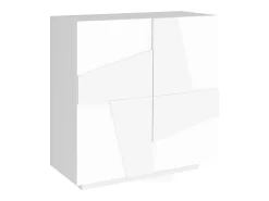 Móvel De Arrumação|Sapateira*Dmora Sapateira Joel, Armário multiuso com 2 portas, Sapateira de entrada, 100% Fabricado na Itália, 81x38h86 cm, brilhante com detalhe Branco