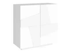 Móvel De Arrumação|Sapateira*Dmora Sapateira Joel, Armário multiuso com 2 portas, Sapateira de entrada, 100% Fabricado na Itália, 81x38h86 cm, brilhante com detalhe Branco