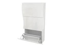Móvel De Arrumação|Sapateira*Dmora Sapateira Leonardo, Armário multiuso com 3 portas, Sapateira de entrada, 100% Fabricado na Itália, 71x27h122 cm, brilhante Branco