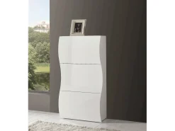 Móvel De Arrumação|Sapateira*Dmora Sapateira Leonardo, Armário multiuso com 3 portas, Sapateira de entrada, 100% Fabricado na Itália, 71x27h122 cm, brilhante Branco