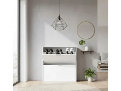 Móvel De Arrumação|Sapateira|Dmora Sapateira Louisville, Sapateira com 2 portas dobráveis, Sapateira de entrada baixa, Armário baixo, 75x22h76 cm, Branco