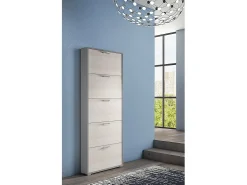 Móvel De Arrumação|Sapateira*Dmora Sapateira Margherita, Móvel de entrada multiuso com 5 portas sanfonadas, Sapateira moderna, 100% Fabricado na Itália, 67x18h184 cm, Larício Castanho