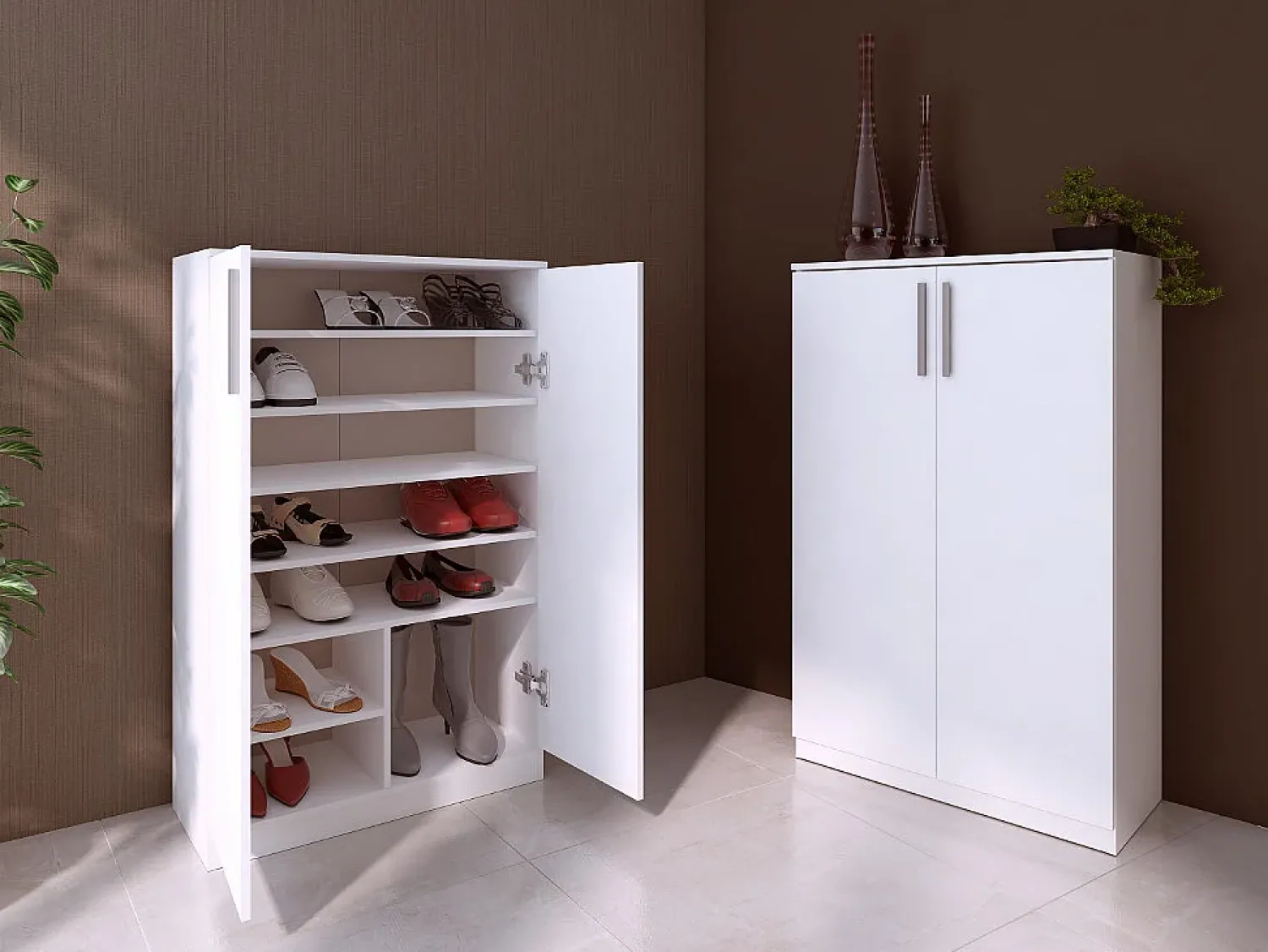 Clearance Vente-unique Sapateira MATHIAS - 2 portas - Cor: Branco