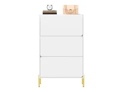 Outlet Merax Sapateira minimalista moderna - 73 x 24 x 120 cm - com 3 portas - pés dourados - MDF - branca Branco