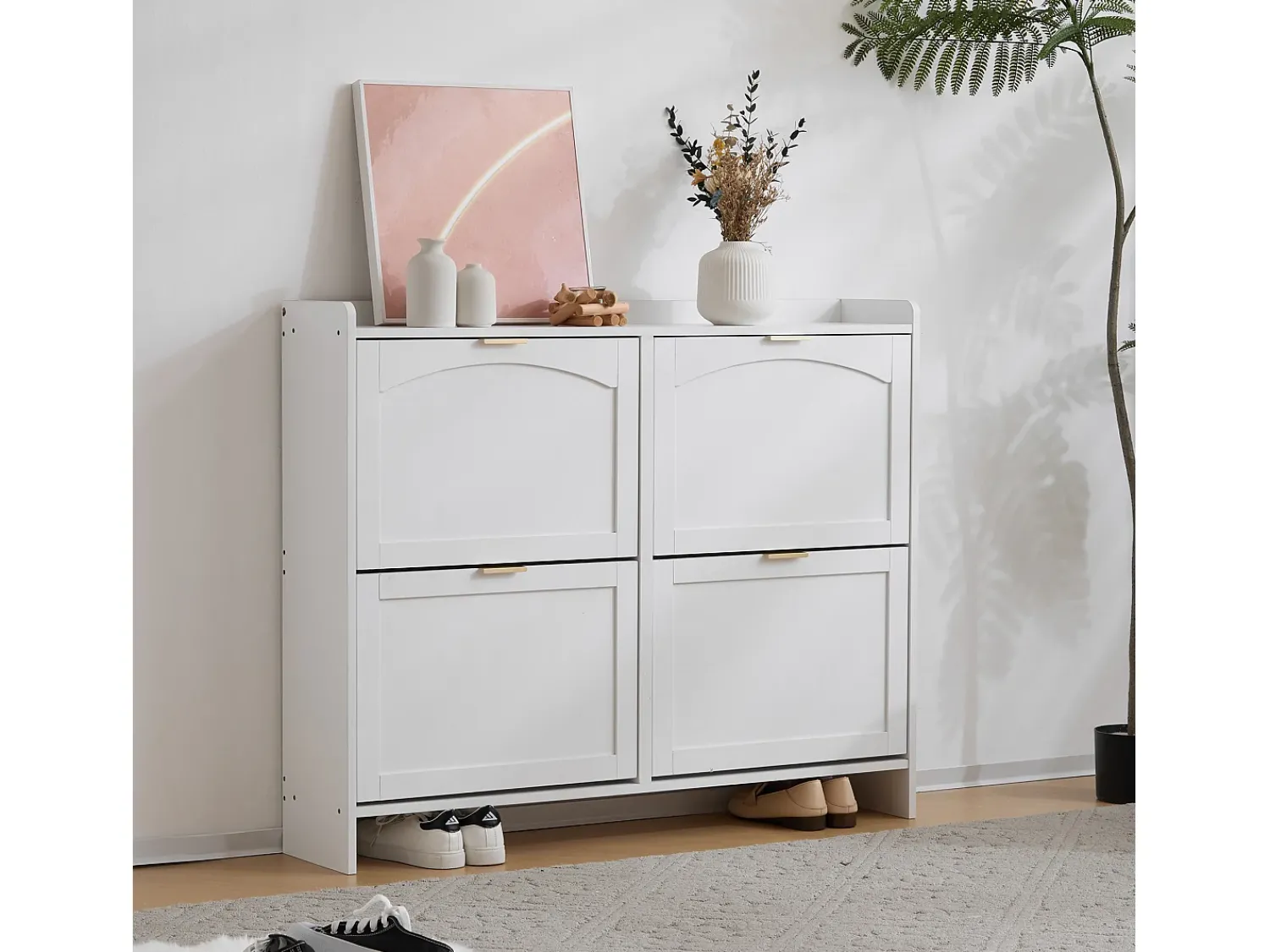 Móvel De Arrumação|Sapateira|ModernLuxe Sapateira moderna - 4 compartimentos rebatíveis - Branco