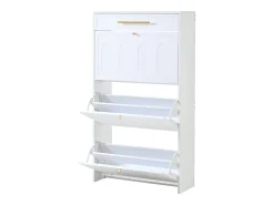 New Merax Sapateira moderna - 70 x 25 x 123,5 cm - com 6 compartimentos + 1 gaveta - para hall de entrada e sala de estar - MDF - branca Branco