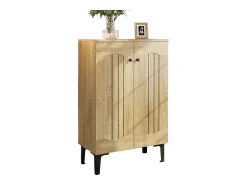 Móvel De Arrumação|Sapateira|Merax Sapateira moderna - 60 x 31,5 x 95 cm - com 2 portas e prateleiras em vários níveis - aglomerado - cor natural Natural claro