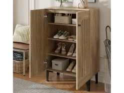 Móvel De Arrumação|Sapateira|Merax Sapateira moderna - 60 x 31,5 x 95 cm - com 2 portas e prateleiras em vários níveis - aglomerado - cor natural Natural claro