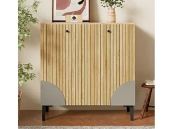 Móvel De Arrumação|Sapateira|Merax Sapateira moderna - 90 x 32 x 94 cm - com aparência de madeira e 3 portas - em aglomerado - cor natural Natural claro