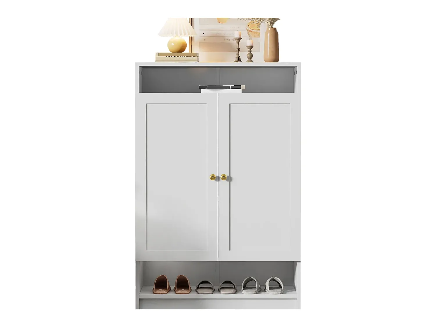Merax Sapateira moderna - 73 x 34 x 109 - com prateleiras ajustáveis + 2 portas - aglomerado -^ Móvel De Arrumação|Sapateira