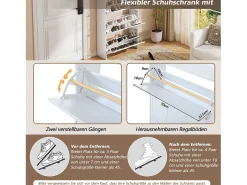 Móvel De Arrumação|Sapateira*Merax Sapateira moderna - 70 x 25 x 120 cm - com 6 compartimentos - para hall de entrada e sala de estar - MDF - branca Branco