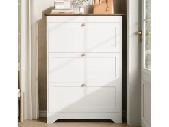Móvel De Arrumação|Sapateira*Merax Sapateira moderna - 87 x 26 x 120 cm - com 3 portas - para hall de entrada/corredor - MDF - branca Branco