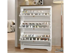 Móvel De Arrumação|Sapateira*Merax Sapateira moderna - 87 x 26 x 120 cm - com 3 portas - para hall de entrada/corredor - MDF - branca Branco