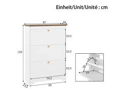Móvel De Arrumação|Sapateira*Merax Sapateira moderna - 87 x 26 x 120 cm - com 3 portas - para hall de entrada/corredor - MDF - branca Branco