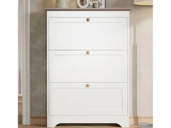 Móvel De Arrumação|Sapateira*Merax Sapateira moderna - 87 x 26 x 120 cm - com 3 portas - para hall de entrada/corredor - MDF - branca Branco