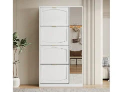 ModernLuxe Sapateira moderna - com espelho + 4 compartimentos com pala - Branco