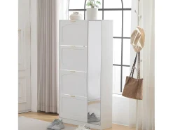 ModernLuxe Sapateira moderna - com espelho + 4 compartimentos com pala - Branco