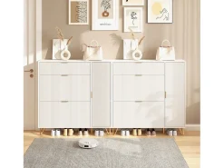 Sapateira Moderna com Armazenamento Regulável e Design Antiderrapante – Estilo Luxo Leve Branco