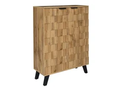 Móvel De Arrumação|Sapateira| Sapateira moderna com 5 compartimentos, armário de armazenamento com 2 portas, cor madeira Natural claro