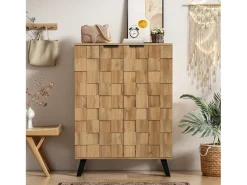 Móvel De Arrumação|Sapateira| Sapateira moderna com 5 compartimentos, armário de armazenamento com 2 portas, cor madeira Natural claro