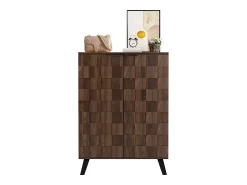 Online Merax Sapateira moderna com 5 compartimentos em madeira escura - 80 x 35,5 x 110 cm - aglomerado - cor natural escura Natural escuro