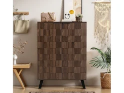 Online Merax Sapateira moderna com 5 compartimentos em madeira escura - 80 x 35,5 x 110 cm - aglomerado - cor natural escura Natural escuro