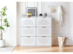 Móvel De Arrumação|Sapateira*Merax Sapateira moderna com 6 compartimentos e portas basculantes - 118 x 25 x 115 cm - ideal para hall de entrada e corredor - MDF - branca Branco