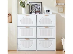 Móvel De Arrumação|Sapateira*Merax Sapateira moderna com 6 compartimentos e portas basculantes - 118 x 25 x 115 cm - ideal para hall de entrada e corredor - MDF - branca Branco