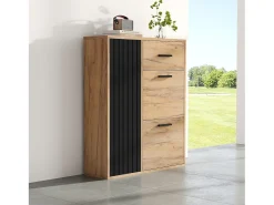 Merax Sapateira moderna com 1 gaveta + 2 sapateiras dobráveis + 1 porta - 80 x 24 x 95,5 - aglomerado - natural^ Móvel De Arrumação|Sapateira