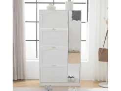 Móvel De Arrumação|Sapateira|Merax Sapateira moderna com 4 gavetas basculantes - 80 x 24 x 147 cm - Aglomerado - Branca Branco