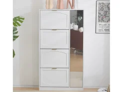 Móvel De Arrumação|Sapateira|Merax Sapateira moderna com 4 gavetas basculantes - 80 x 24 x 147 cm - Aglomerado - Branca Branco