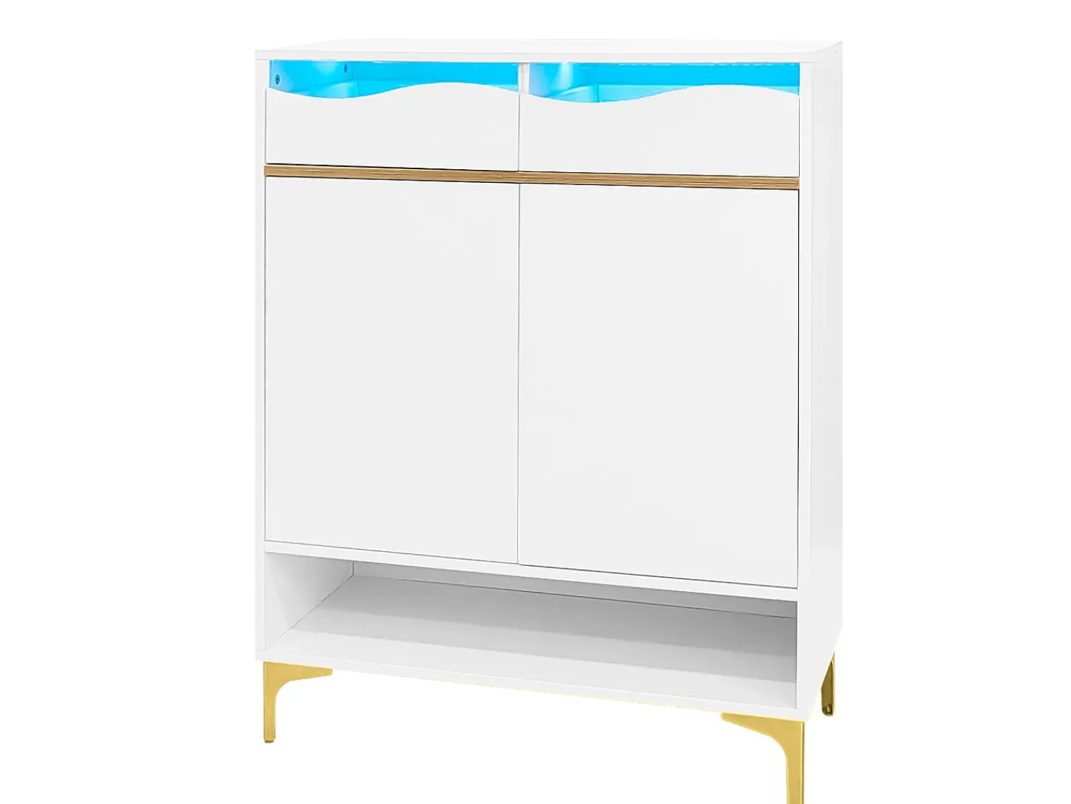 Móvel De Arrumação|Sapateira|Hauss Spole Sapateira moderna com 2 gavetas e 2 portas 80×35×105 cm Amplo espaço de arrumação com luzes LED Branco