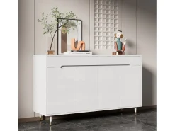 Móvel De Arrumação|Sapateira|Merax Sapateira moderna com 2 portas + 3 gavetas - pés dourados - 140 x 39 x 84 cm - aglomerado - Branco