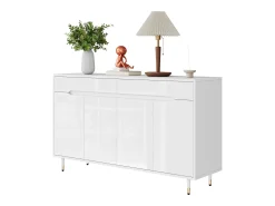 Móvel De Arrumação|Sapateira|Merax Sapateira moderna com 2 portas + 3 gavetas - pés dourados - 140 x 39 x 84 cm - aglomerado - Branco