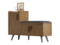 Móvel De Arrumação|Sapateira|Merax Sapateira moderna com 3 portas e almofada - pernas e puxadores de metal - cor natural - 100 x 34 x 69 cm Natural claro