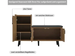 Móvel De Arrumação|Sapateira|Merax Sapateira moderna com 3 portas e almofada - pernas e puxadores de metal - cor natural - 100 x 34 x 69 cm Natural claro